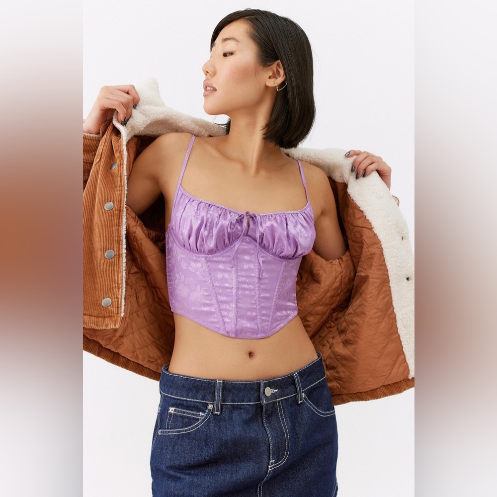 Out From Under Devon Satin Corset Top in Purple
